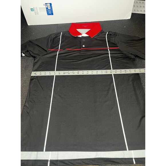 B Draddy Polo Shirt Mens Large Black Sport Performance Collared Golf SS Red - Picture 5 of 7
